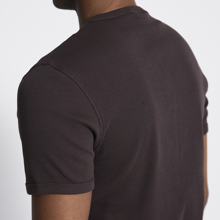Rib knit tee "Vincent" Brown